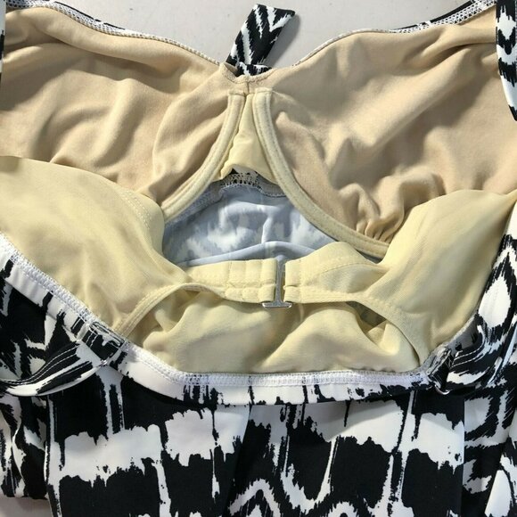 Swimsuits For All Tankini Swim Top Black White - Picture 5 of 8